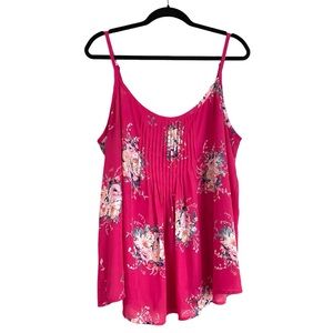 Torrid Plus Size 1X Floral Flowy Cami Tank Top Blouse Spaghetti Straps Pink